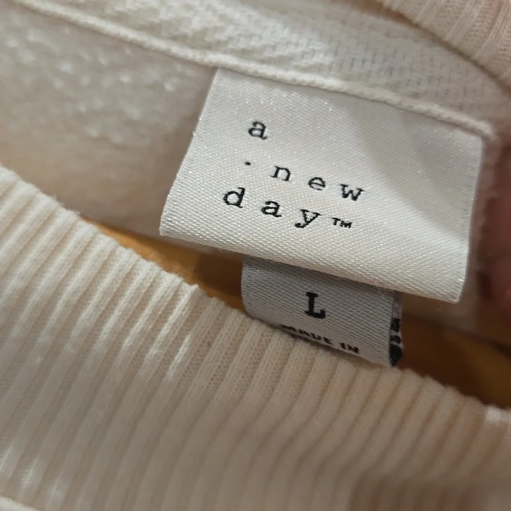 a new day Dot Glitter Sparkle Cream Crew Neck Sweater, Festive Chic, Large, VGUC - Picture 4 of 6